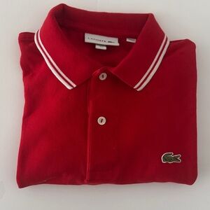 Lacoste Red Polo with White Accents